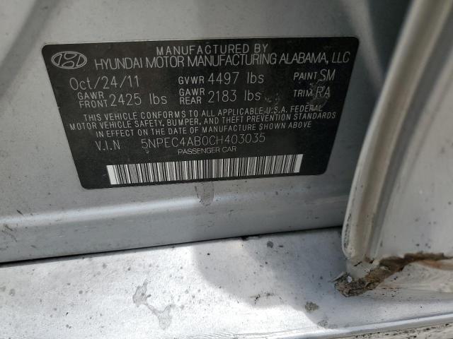 Photo 10 from auction – 2012 HYUNDAI SONATA SE with VIN 5NPEC4AB0CH403035