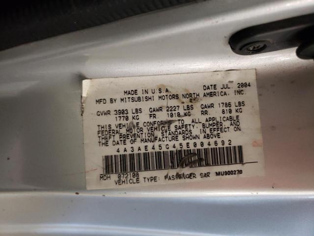 Photo 10 from auction – 2005 MITSUBISHI ECLIPSE SP with VIN 4A3AE45G45E004692