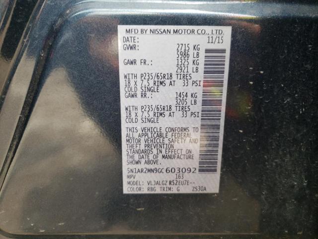 Photo 10 from auction – 2016 NISSAN PATHFINDER with VIN 5N1AR2MN9GC603092