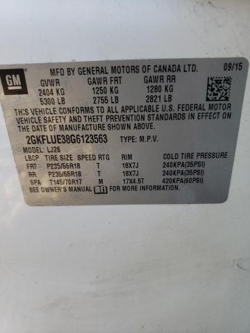 Photo 10 from auction – 2016 GMC TERRAIN SL with VIN 2GKFLUE38G6123563