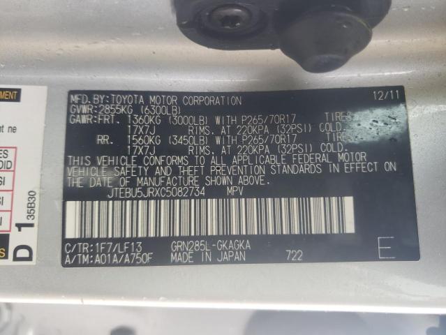 Photo 10 from auction – 2012 TOYOTA 4RUNNER SR with VIN JTEBU5JRXC5082734