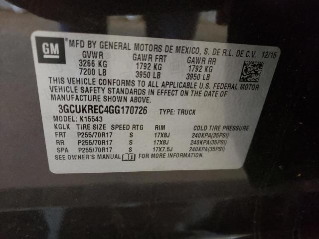 Photo 10 from auction – 2016 CHEVROLET SILVERADO with VIN 3GCUKREC4GG170726