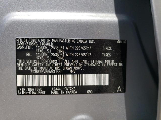Photo 10 from auction – 2016 TOYOTA RAV4 LE with VIN 2T3BFREV6GW531550