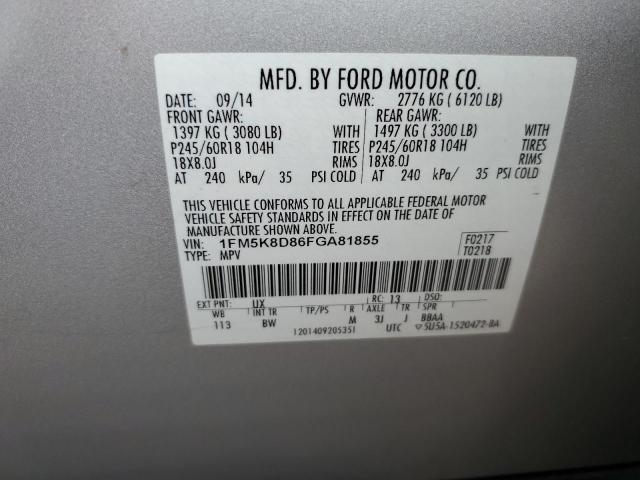 Photo 10 from auction – 2015 FORD EXPLORER X with VIN 1FM5K8D86FGA81855