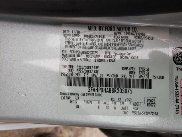 Photo 10 from auction – 2011 FORD FUSION SE with VIN 3FAHP0HA8BR203075