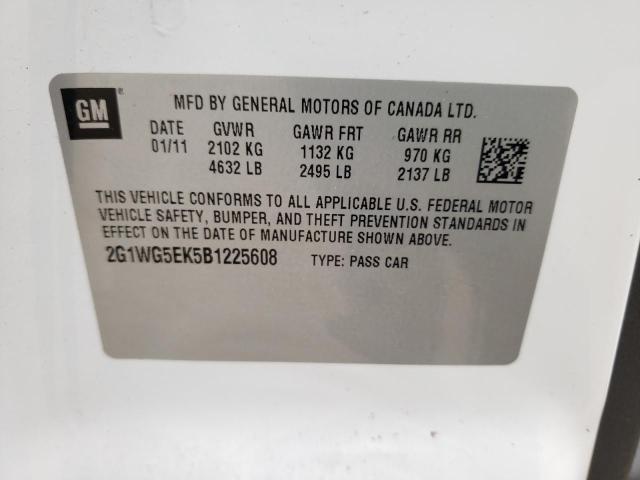 Photo 10 from auction – 2011 CHEVROLET IMPALA LT with VIN 2G1WG5EK5B1225608