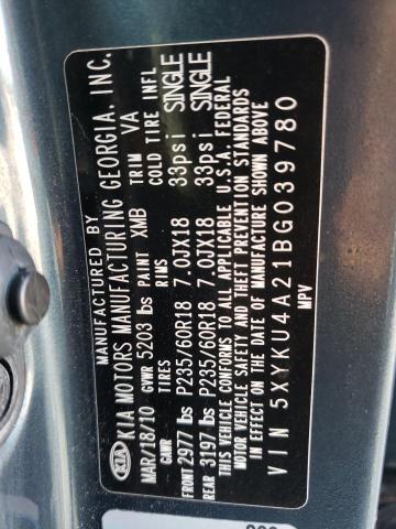Photo 10 from auction – 2011 KIA SORENTO EX with VIN 5XYKU4A21BG039780