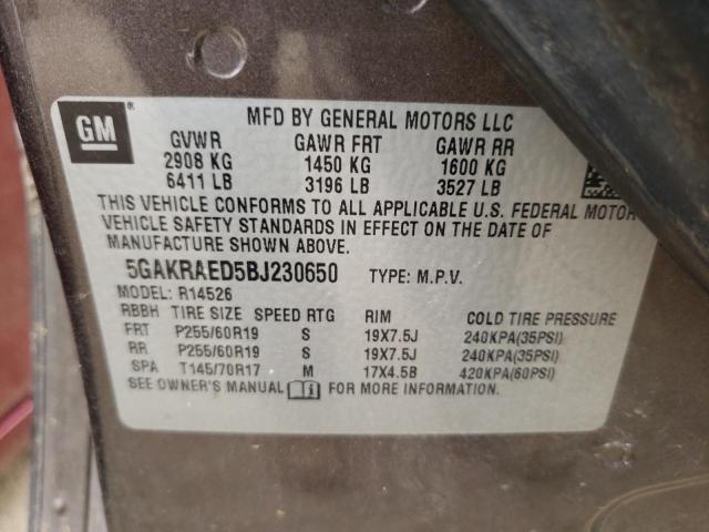 Photo 10 from auction – 2011 BUICK ENCLAVE CX with VIN 5GAKRAED5BJ230650