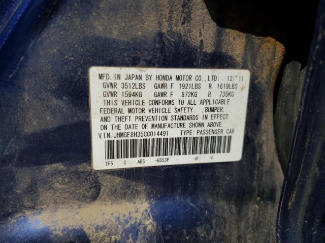 Zdjęcie 10 z aukcji – 2012 HONDA FIT z VIN JHMGE8H35CC014491