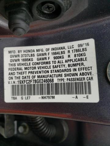 Photo 10 from auction – 2016 HONDA CIVIC EX with VIN 19XFC2F78GE246068