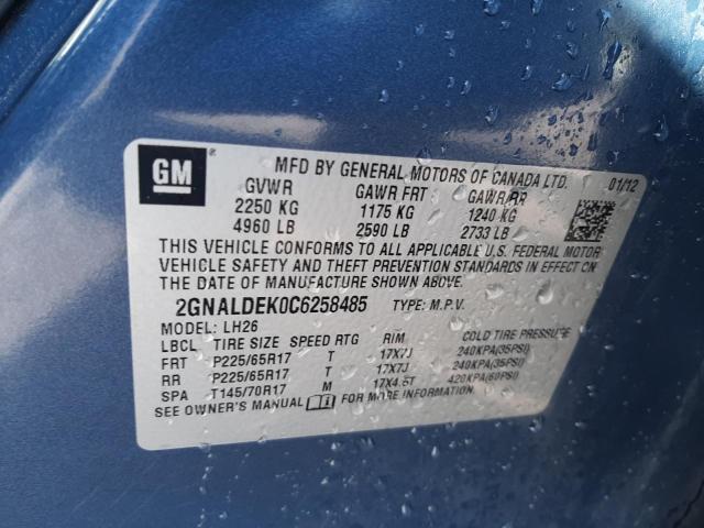 Photo 10 from auction – 2012 CHEVROLET EQUINOX LT with VIN 2GNALDEK0C6258485