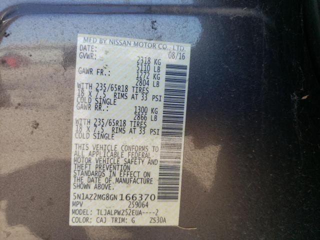 Photo 10 from auction – 2016 NISSAN MURANO S with VIN 5N1AZ2MG8GN166370