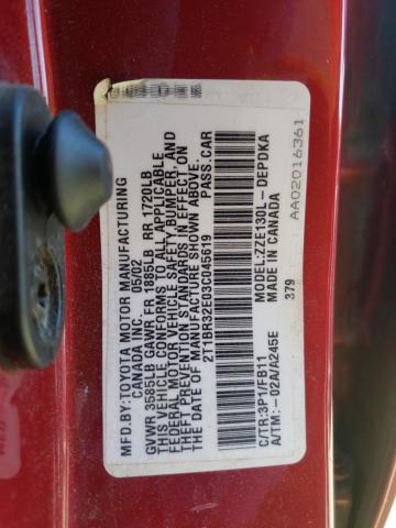 Photo 10 from auction – 2003 TOYOTA COROLLA with VIN 2T1BR32E03C045619
