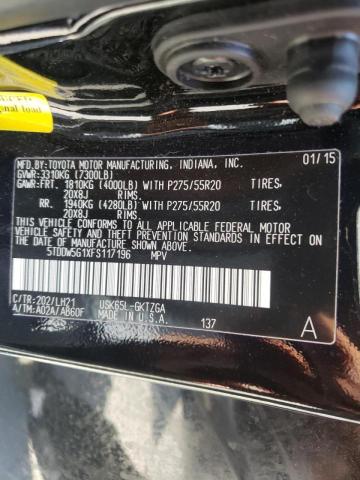 Photo 10 from auction – 2015 TOYOTA SEQUOIA PL with VIN 5TDDW5G1XFS117196