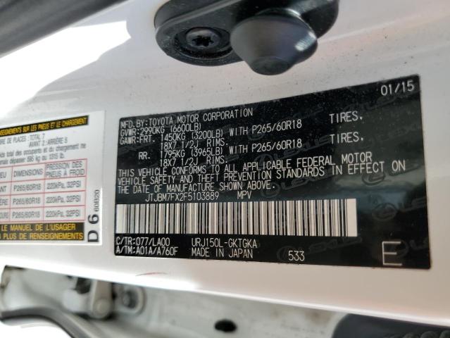 Photo 10 from auction – 2015 LEXUS GX 460 with VIN JTJBM7FX2F5103889