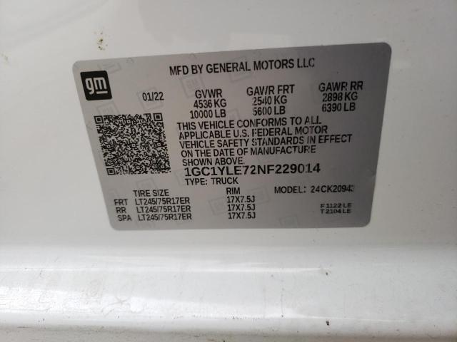 Photo 10 from auction – 2022 CHEVROLET SILVERADO with VIN 1GC1YLE72NF229014