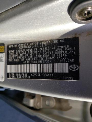 Photo 10 from auction – 2005 TOYOTA CAMRY LE with VIN 4T1BE32K65U627307