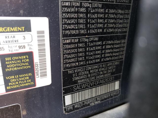 Photo 10 from auction – 2015 LAND ROVER RANGE ROVE with VIN SALWR2VF0FA626331