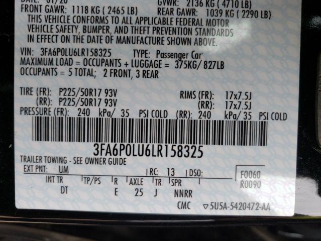 Photo 10 from auction – 2020 FORD FUSION SE with VIN 3FA6P0LU6LR158325