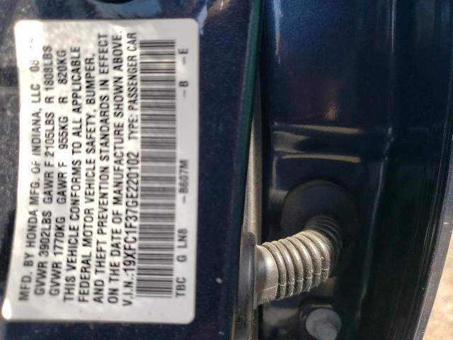 Photo 10 from auction – 2016 HONDA CIVIC EX with VIN 19XFC1F37GE220102