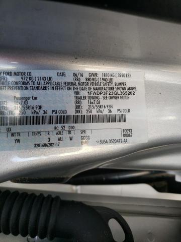 Photo 10 from auction – 2016 FORD FOCUS SE with VIN 1FADP3F23GL365262