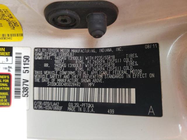 Photo 10 from auction – 2011 TOYOTA SIENNA XLE with VIN 5TDDK3DC4BS028482