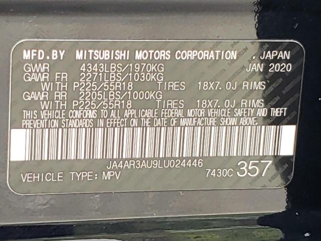 Photo 10 from auction – 2020 MITSUBISHI OUTLANDER with VIN JA4AR3AU9LU024446