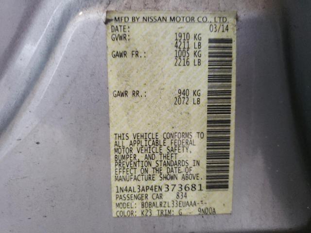 Photo 10 from auction – 2014 NISSAN ALTIMA 2.5 with VIN 1N4AL3AP4EN373681