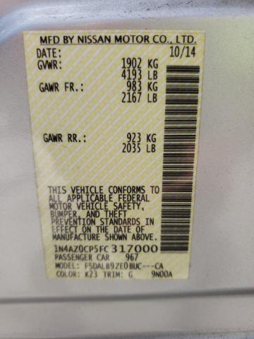 Photo 10 from auction – 2015 NISSAN LEAF S with VIN 1N4AZ0CP5FC317000