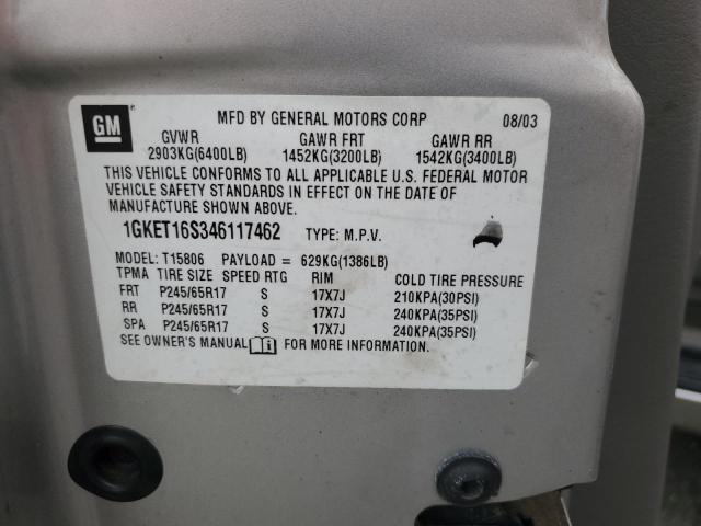 Photo 10 from auction – 2004 GMC ENVOY XL with VIN 1GKET16S346117462