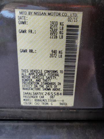 Photo 10 from auction – 2015 NISSAN ALTIMA 2.5 with VIN 1N4AL3AP7FC265584