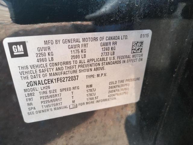 Photo 10 from auction – 2015 CHEVROLET EQUINOX LT with VIN 2GNALCEK1F6272037