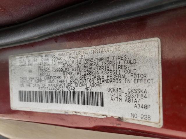 Photo 10 from auction – 2004 TOYOTA SEQUOIA SR with VIN 5TDBT44A24S217840