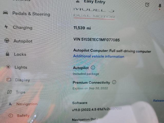 Photo 8 from auction – 2021 TESLA MODEL 3 with VIN 5YJ3E1EC1MF077085