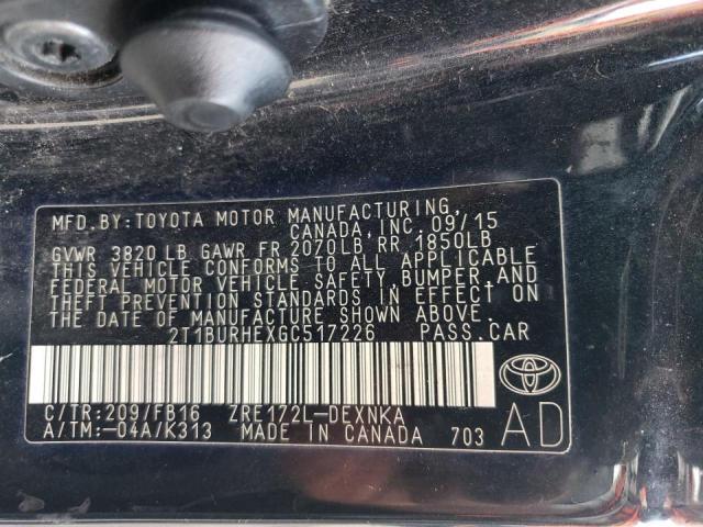 Photo 10 from auction – 2016 TOYOTA COROLLA L with VIN 2T1BURHEXGC517226