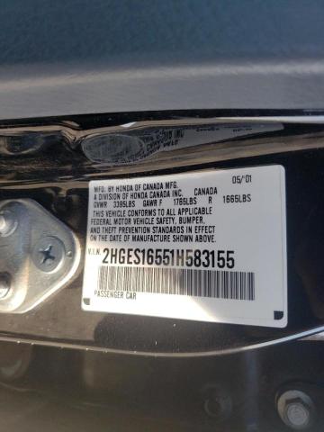 Photo 10 from auction – 2001 HONDA CIVIC LX with VIN 2HGES16551H583155