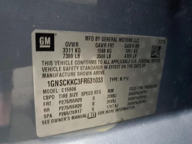 Photo 10 from auction – 2015 CHEVROLET SUBURBAN C with VIN 1GNSCKKC3FR631033