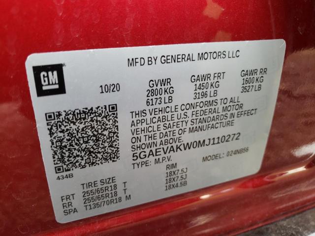 Photo 10 from auction – 2021 BUICK ENCLAVE ES with VIN 5GAEVAKW0MJ110272