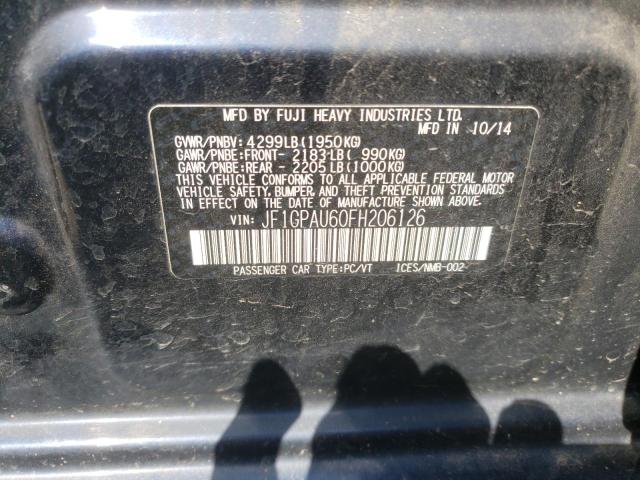 Photo 10 from auction – 2015 SUBARU IMPREZA SP with VIN JF1GPAU60FH206126