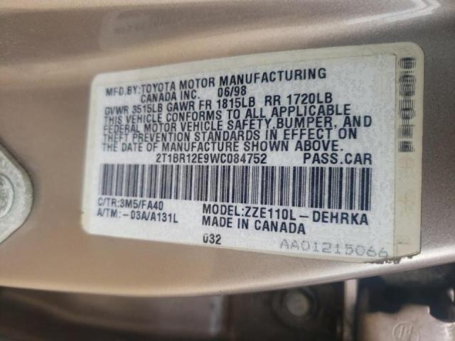 Photo 10 from auction – 1998 TOYOTA COROLLA VE with VIN 2T1BR12E9WC084752