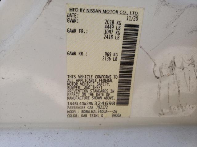 Photo 10 from auction – 2021 NISSAN ALTIMA SV with VIN 1N4BL4DW2MN324698