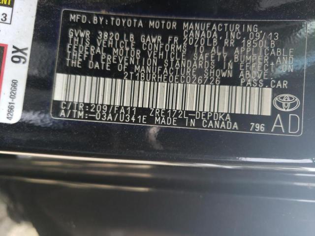 Photo 10 from auction – 2014 TOYOTA COROLLA L with VIN 2T1BURHE0EC026726