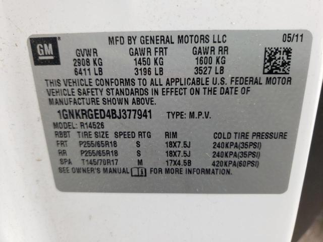 Photo 10 from auction – 2011 CHEVROLET TRAVERSE L with VIN 1GNKRGED4BJ377941
