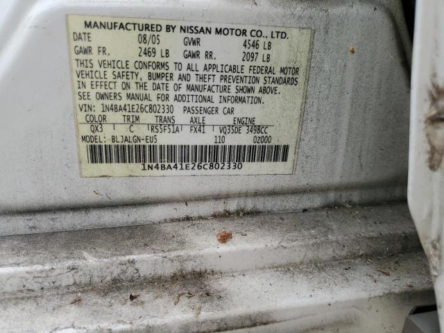 Photo 10 from auction – 2006 NISSAN MAXIMA with VIN 1N4BA41E26C802330