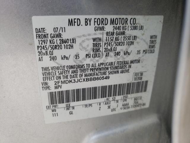 Photo 10 from auction – 2011 FORD EDGE SEL with VIN 2FMDK3JCXBBB60549