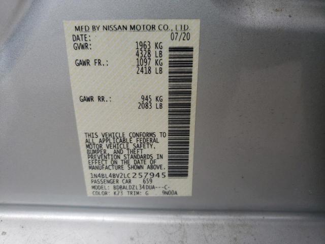 Photo 10 from auction – 2020 NISSAN ALTIMA S with VIN 1N4BL4BV2LC257945