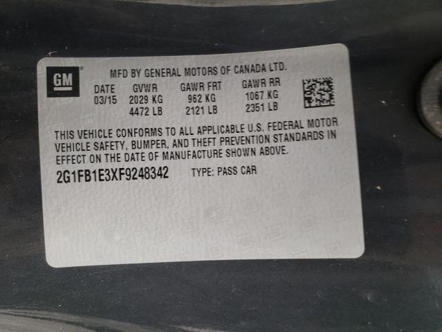 Photo 10 from auction – 2015 CHEVROLET CAMARO LS with VIN 2G1FB1E3XF9248342