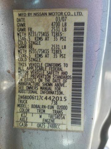 Photo 10 from auction – 2007 NISSAN FRONTIER K with VIN 1N6BD06T17C442015