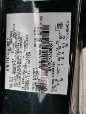 Photo 10 from auction – 2010 FORD FUSION with VIN 3FAHP0JA7AR305511