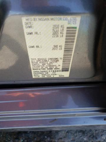 Photo 10 from auction – 2015 NISSAN ALTIMA 2.5 with VIN 1N4AL3AP6FC278889